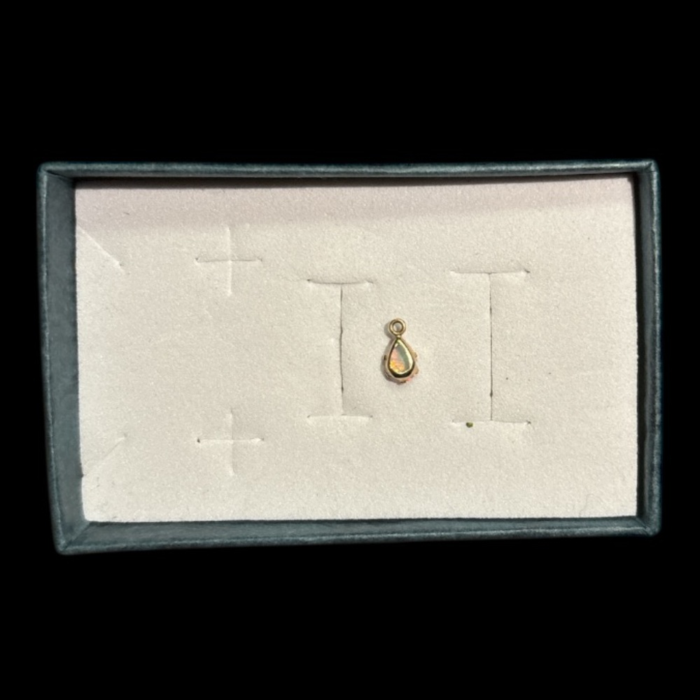 TINY 14k Gold Opal Pendant Charm - Picture 2 of 3